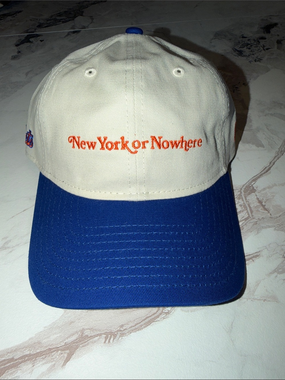 New York or Nowhere Two-Tone Baseball Cap - Cream & Blue